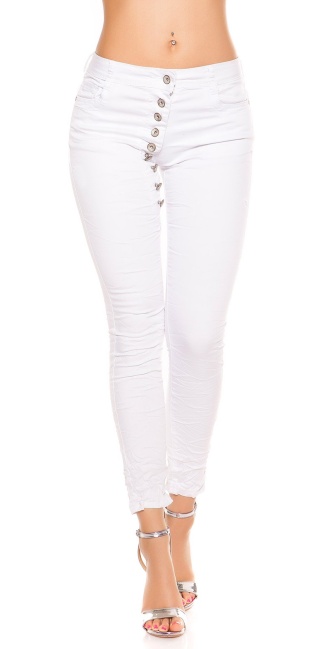 Low Crotch Jeans buttoned White